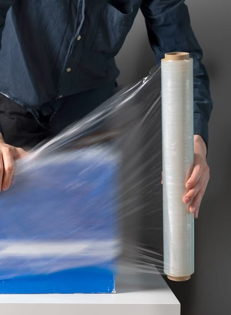 AKSONZ 2 Pack Heavy Duty Stretch Film Clear Plastic Cling Wrap for Moving, Packaging & Shipping Industrial Strength Pallet Shrink Wrap 50cm x 1.2kg (300g Core) - Image 5